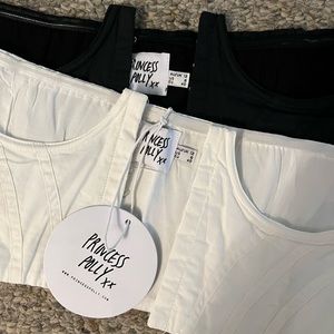 Princess Polly Saturday Sinner Corsets in shades black & white